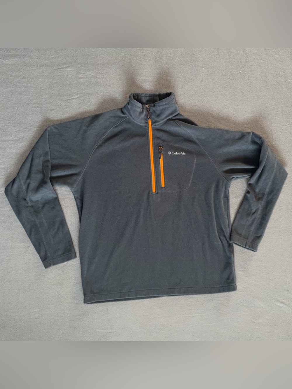 Columbia Dark Gray Quarter-Zip Pullover with Orange Zippers